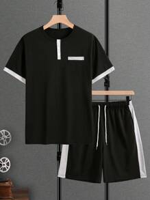 Manfinity Homme Set Polo Shirt Colorblock, minimalista e alla moda, adatto per l'estate