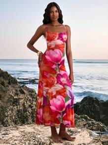 Opulessa Vestido delgado de malla de punto con tirantes de espagueti para mujer, vestidos de primavera/verano, vestido de Pascua para mujer, atuendos de vacaciones para mujer