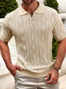RueChic Camisa polo regular de malha gráfica masculina da moda de verão