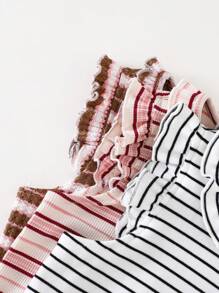 PrepCrw Young Girls Colorful Striped Collegiate T-Shirts, Spring/Summer - Multicolor - View 4