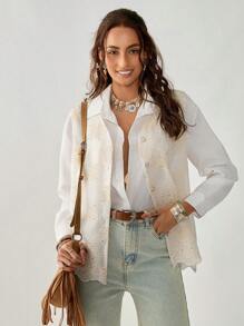 Florisole Top de tirantes elegante y casual con bordado para vacaciones de mujer