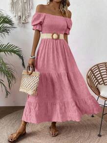 EMERY ROSE Đầm Maxi Tay Phồng Xòe Dáng Chữ A Trơn Màu Thời Trang Cho Nữ Trang Phục Nữ - Hồng - Xem 4