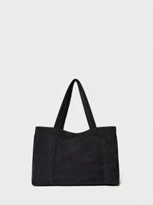 SHECARRY Solid Color Corduroy Tote Bag Suitable For Women's Daily Use