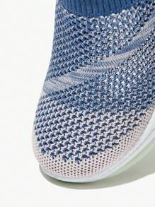 JNSQ 1 paire de chaussures de sport respirantes pour enfants avec fond souple, confortable et tout-aller, bleu avec contrastes de couleurs, en Glissant, pour la rentrée scolaire
