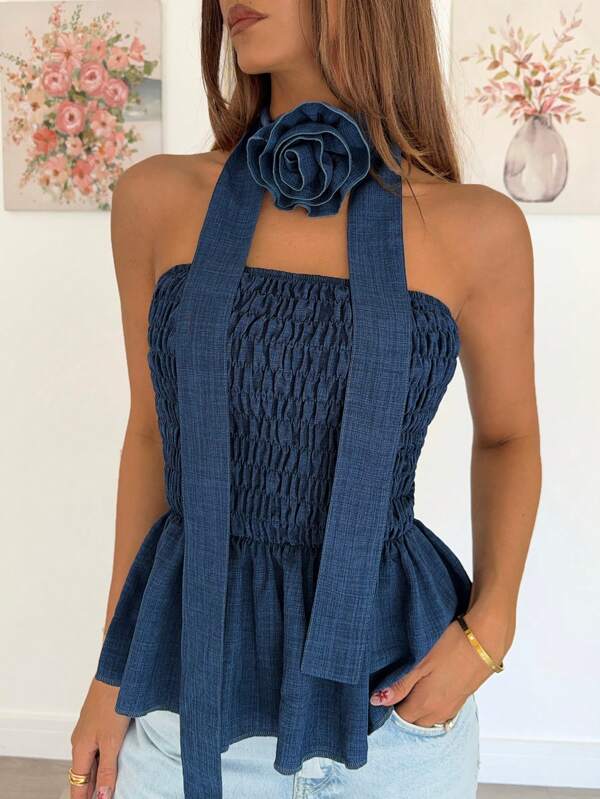 Siren Gaze Women's Solid Color Strapless Top With Ruffle Hem, Fashionable