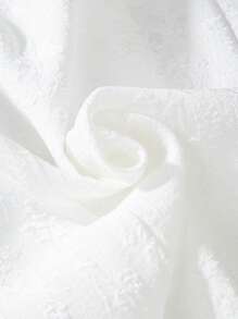 Tween Girl Bow Decor Short Puff Sleeve Single Breasted A-Line Dress - White - View 7