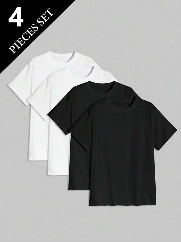 Snug Zone 4pcs/Set Men's Undershirt/T-Shirt, Suitable For All Seasons