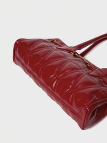 SHECARRY 女士单肩包 PU 皮革 秋冬季 校园旅行 通勤 工作 优雅潮流 精致 绗缝包 链条包 - 紅色 - 查看 4