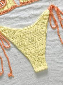 Swim Mod Set di coprispalla e gonna con lacci ai lati in stile uncinetto per vacanze estive, beach cover up per donne
