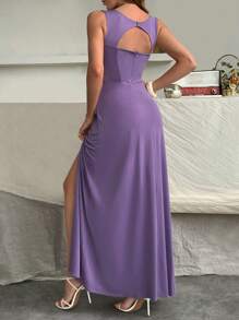 SHEIN Vestido largo lila elegante, estilo casual para mujer en primavera y verano