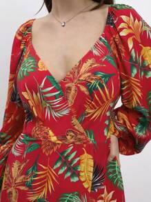 Maija Plus Size Red Autumn Boho Satin Vacation Holiday Summer Floral Maxi Women Dresses,Country Festival Beach Outfits,Elegant Business Casual - Multicolor - View 7