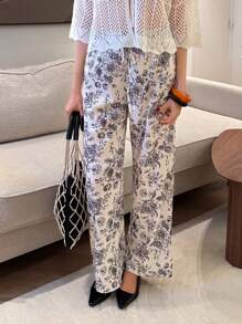 SHEIN Unity Women's Casual Minimalist Bowknot Waist Pants, Spring/Summer - Multicolor - View 3