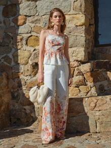 MOTF PREMIUM Top de tirantes con estampado floral y volantes - Multicolor - Ver 5