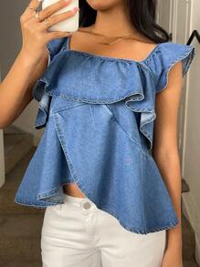 K-Vae Women's Denim Cami Top, Casual & Fitted, Blue, Summer / Summer Outfits For Women/ Summer Clothes / Cute Summer Tops/ Summer Bottoms/Summer For Women, Summer Outfits For Women/Summer/Summer Clothes/Cute Summer Tops, Easter/Easter /Easter Outfit Women, Festival/Festival Outfits, Rave Outfits/Concert Outfit Women/Country Concert Outfit/Rave/Rave Outfits Festival/Nashville Outfits/Ibiza Outfits, Elegant, Boho/Bohemia/Boho Women's Clothing;Cowgirl/Cowboy, Brunch Outfits For Women, Mother Day/Mom/Mother/ Mommy/Mother's Day/Mama/Mum/Mother's Day Gift