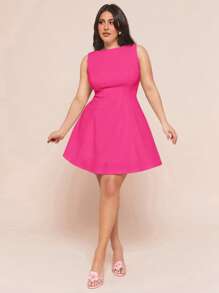 SHEIN BAE Váy dài buộc lưng hở vai bất đối xứng bằng vải satin màu hồng thanh lịch cho nữ cỡ lớn, thích hợp cho tiệc tùng, sự kiện cocktail, dịp trang trọng, buổi hẹn hò lãng mạn, đám cưới/phù dâu/cocktail/tiệc/ngày của mẹ/mẹ/mẹ/mẹ/ngày của mẹ/mẹ/mẹ/ngày của mẹ/mẹ/mẹ/quà tặng ngày của mẹ, váy sinh nhật cho nữ, trang phục mùa hè cho nữ - Màu Hồng Tươi - Xem 5