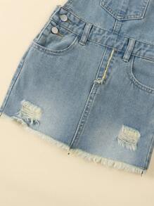 Simple And Fashion Denim Dress Suitable For Summer, Young Girl - Medium Wash - View 4