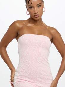 SUMWON WOMEN Robe mini sans bretelles en dentelle, moulante, pour soirée, club, occasions spéciales, courte, ajustée, pour l'été et le printemps, pour invités de mariage - Rose pâle - Voir 6
