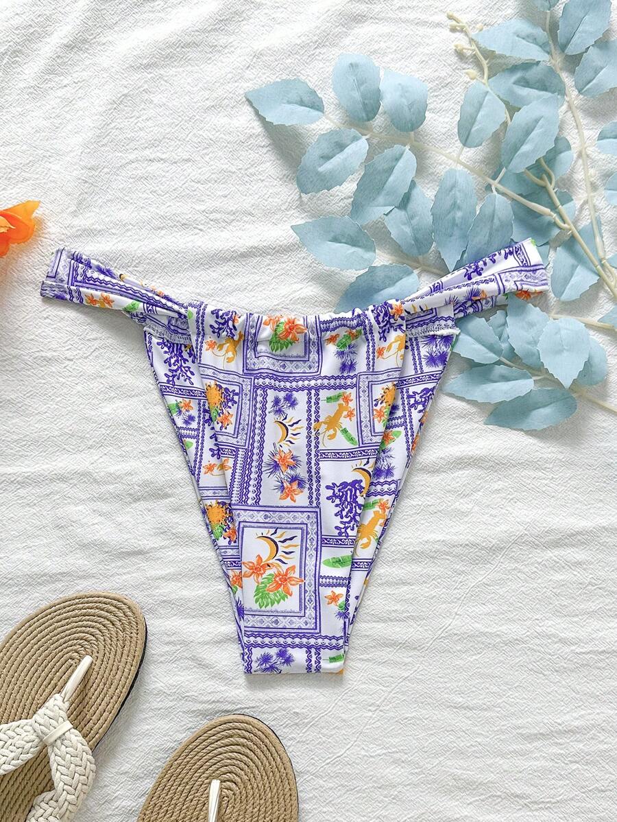 Swim Mod Women's All Over Print Bikini Bottom Swim Briefs, Suitable For Summer - Multicolor - View 1