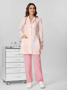 TaskEZ Simple And Fashionable Lab Coat/White Coat, Suitable For Summer - Apricot - View 5