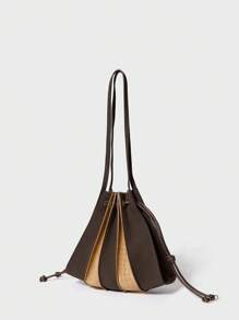 SHECARRY Fashionable Color Block Design Shoulder Bag - Multicolor - View 3