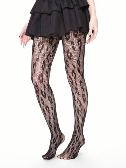 Grunge Punk High Elastic Black Leopard Print Hottie Women's Stockings/Pantyhose/Bottom Socks/Tights