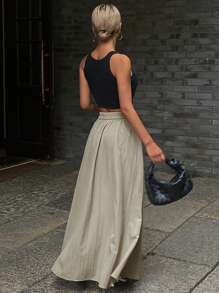 DAZY Women's Casual Solid Color 2 In 1 Skirt - Khaki - View 2