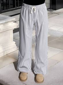 SHEIN 青少年男童休闲宽松直筒条纹裤 - 彩色 - 查看 1