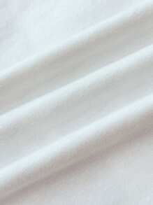 SHEIN Teen Girls' Casual Black & White Lace Patchwork Bowknot Shoulder Strap Short Sleeve Graphic Tee, Retro Style, Spring/Summer Back To School