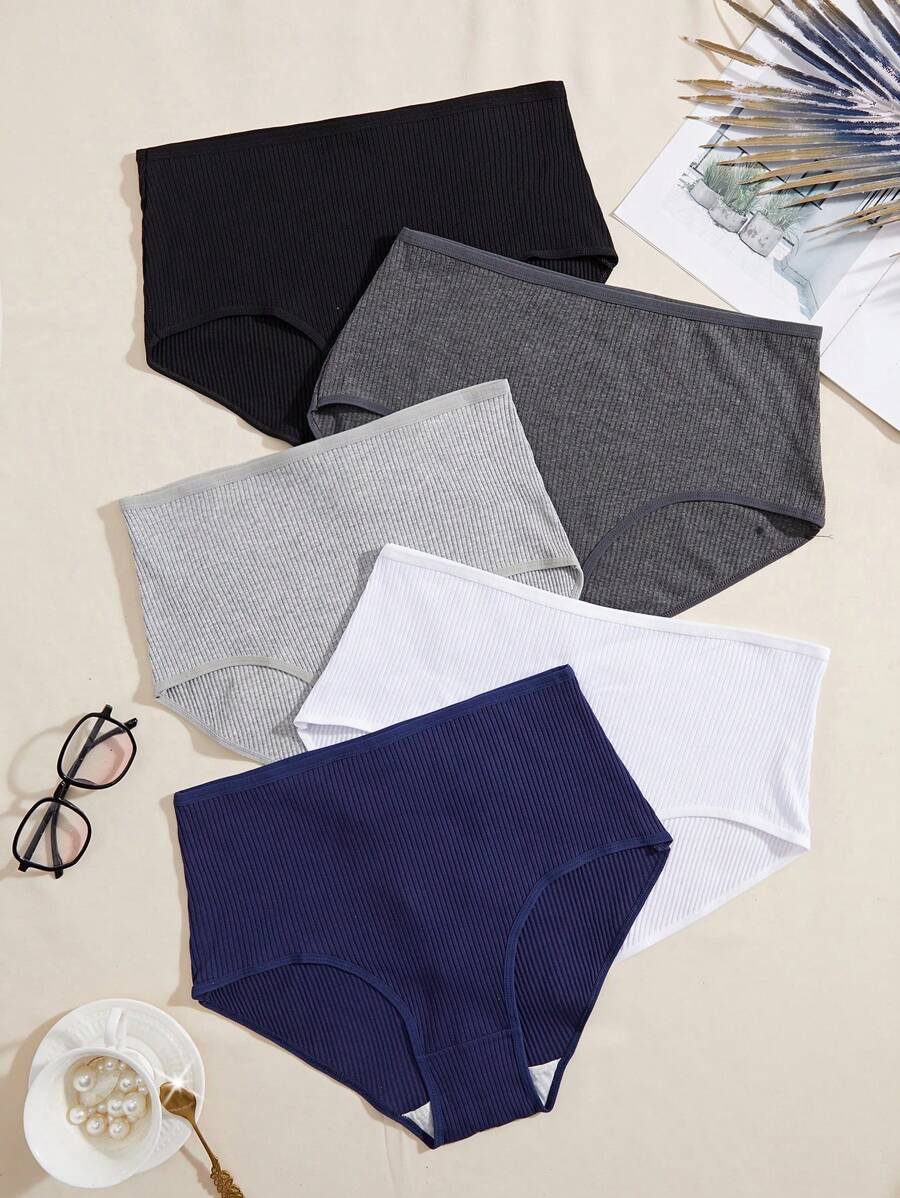 5件套加大码百搭纯色内裤 - 彩色 - 查看 1