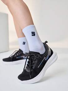 JNSQ 1 双时尚休闲日常舒适软底透气系带平底运动鞋，开学季