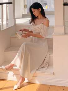 DAZY 女士无袖 A 字中长连衣裙 婚礼女士连衣裙 - 粉色 - 查看 1