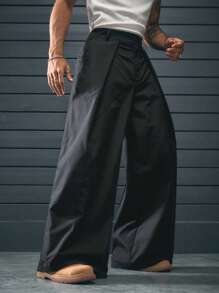 AXEPEAK 多种尺码可选男士宽松前开裤，街头潮流，秋季 - 黑色 - 查看 5