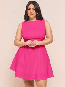 SHEIN BAE Váy dài buộc lưng hở vai bất đối xứng bằng vải satin màu hồng thanh lịch cho nữ cỡ lớn, thích hợp cho tiệc tùng, sự kiện cocktail, dịp trang trọng, buổi hẹn hò lãng mạn, đám cưới/phù dâu/cocktail/tiệc/ngày của mẹ/mẹ/mẹ/mẹ/ngày của mẹ/mẹ/mẹ/ngày của mẹ/mẹ/mẹ/quà tặng ngày của mẹ, váy sinh nhật cho nữ, trang phục mùa hè cho nữ - Màu Hồng Tươi - Xem 3