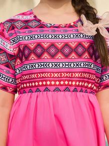 Vestido casual con estampado floral amarillo para niñas preadolescentes