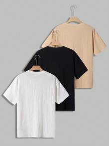 Manfinity RelaxMax Camiseta de manga corta casual de verano para hombres con parche con letra