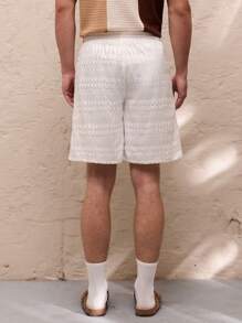 SWAVVY Men's Knit Fashionable Casual Loose Elastic Waist Straight Leg Shorts