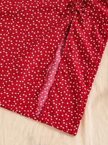 2pcs/Set Teen Girls Vacation Ensemble, Suitable For Beach Holiday, Summer Outfit With Tank Top And Mini Skirt - Burgundy - View 5