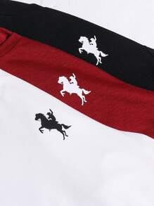 SHEIN 3 Pieces Tween Boys' Loose Casual Graphic Print Short Sleeve T-Shirt Set, School, Campus, College