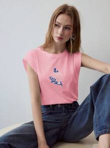 MOTF STUDIO T-Shirt mit Stickerei und Kunstperlendetails