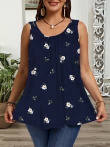 EMERY ROSE Canotta e top da donna oversize con fiori ditsy, arricciata, con bretelle larghe, adatto per la primavera e l'estate