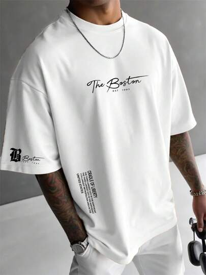 Manfinity Homme Camiseta de manga corta y cuello redondo para hombres, simple y de moda, adecuada para el verano