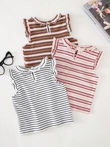 PrepCrw Young Girls Colorful Striped Collegiate T-Shirts, Spring/Summer - Multicolor - View 2