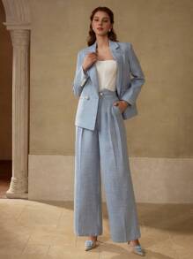 MOTF PREMIUM FAUX PEARL DOUBLE BREASTED BLAZER - Blue - View 6