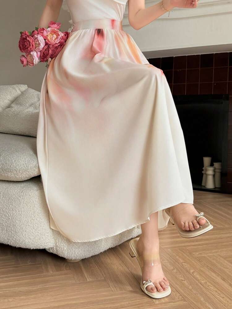 Women Ombre Umbrella Skirt, Spring & Summer