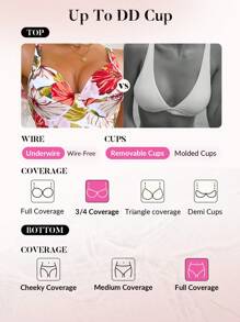 Voyashape DD+ Push-Up With Wire, Tummy Control One-Piece Swimsuit For Summer Beach Vacation - Multicolor - View 7