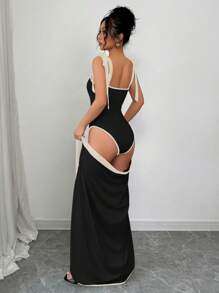 Rafferiza 2件套时尚舒适束腰休闲装 - 黑色 - 查看 2