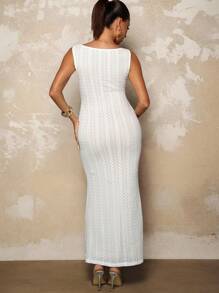 MaterniChic Vestido de maternidad de unicolor, ajustado, sin mangas y de moda - Blanco - Ver 4