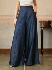 Anewsta Elaire Business Casual Women's High Waist Modern Wide Leg Long Suit Pants, Elegant For Commuting