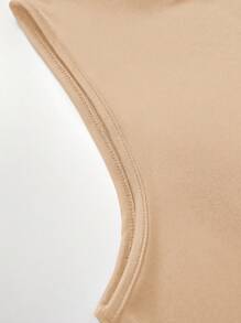 INAWLY 1pc Women's Solid Color Mock-Neck Sleeveless Bodysuit, Suitable For Summer