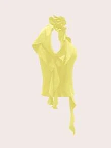 SHEIN Unity Women's Solid Color 3D Floral Decor Fashion Bandeau Top - Yellow - View 3